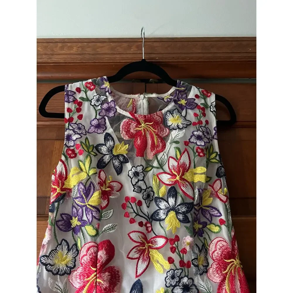 Alexia Admor Women's Floral Embroidered Mesh Overlay Sheath Dress Multicolor  4 - Picture 6 of 10